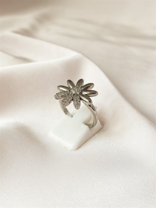 Кольцо "Серебряная хризантема" - фото 113986