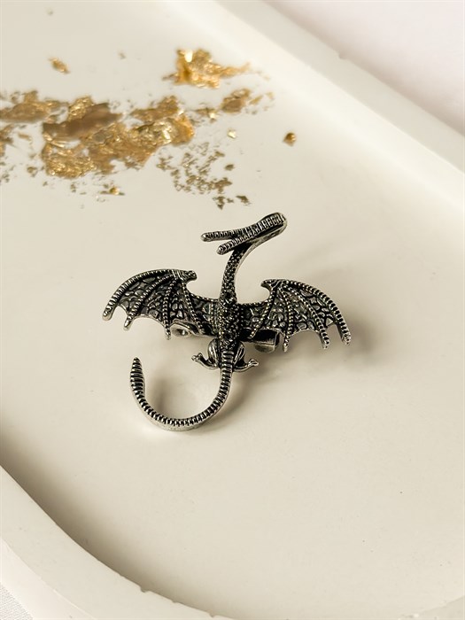Брошь "Серебряный дракон" символ 2024 года - фото 117351