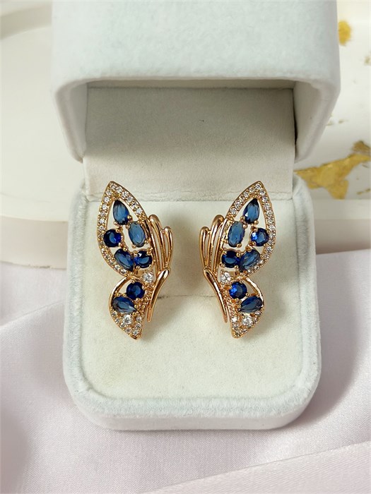 Серьги  "Сапфировая бабочка" (Б4) 19571 - фото 141868