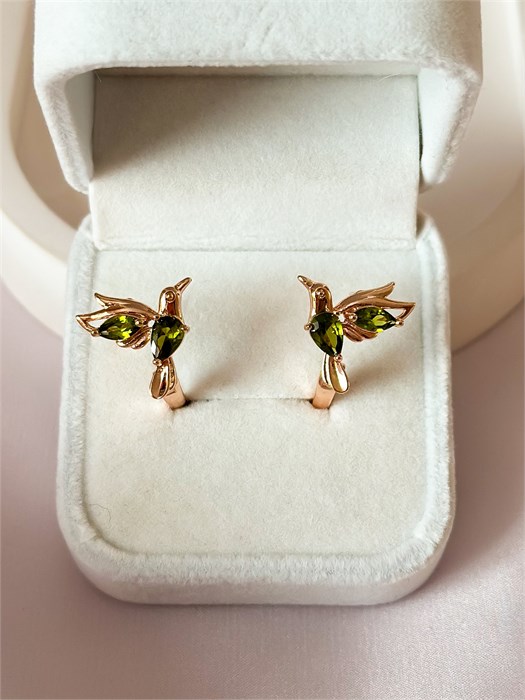 Серьги "Хризолитовые птички" (Б2) 19576 - фото 141889