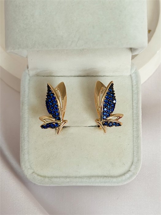 Серьги "Бабочки с сапфиром" (А6) 19582 - фото 141917