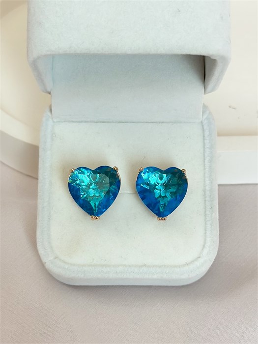 Серьги "Голубые сердца" (В10) 19588 - фото 141942