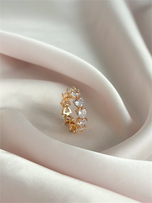 Кольцо  "Хрустальные сердечки" 19596