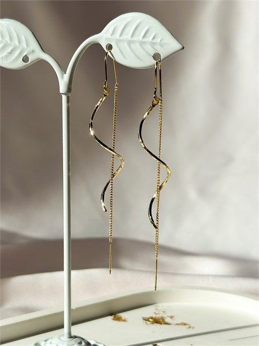 Серьги-продевки "Золотые спирали" (В8) 19625