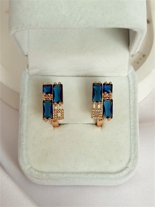 Серьги "Геометрия в сапфире" (А6) 19632