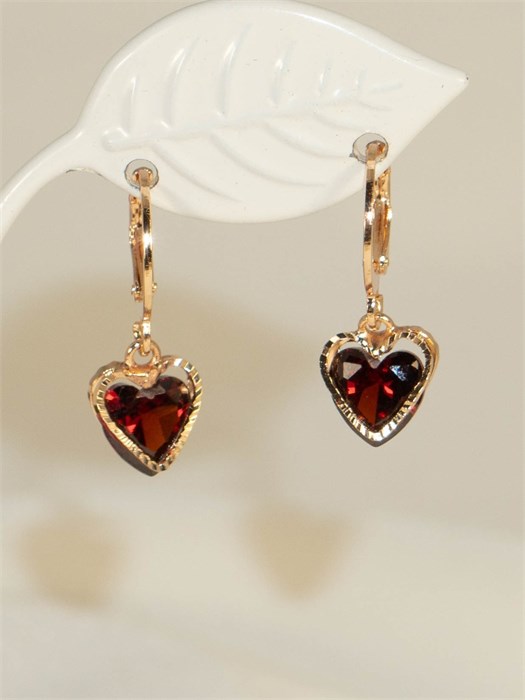 Серьги "Рубиновое сердце" (Б9) 19648