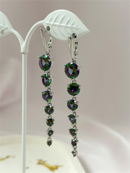 Серьги "Турмалиновый ручей" серебро (В9) 19687