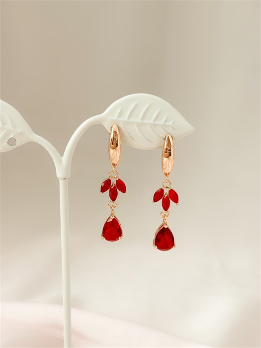Серьги "Рубиновый дождь" (А1) 19759
