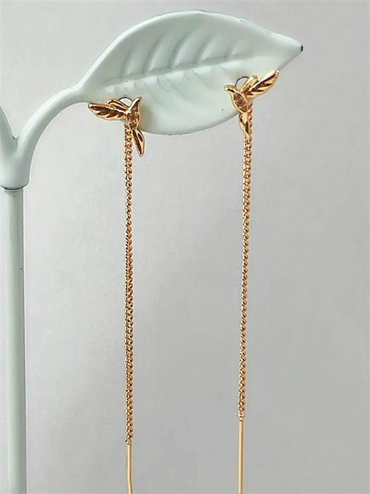 Серьги-продевки "Золотые птички" 19958