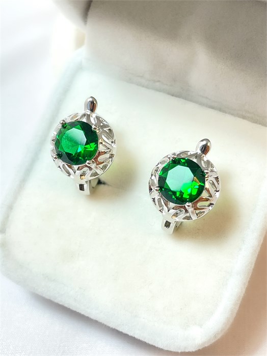 Серьги "Серебряный изумруд" 19990