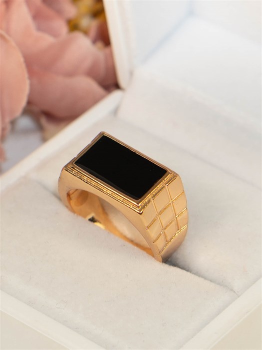 Мужская печатка из дубайского золота "Леон"  - фото 96236