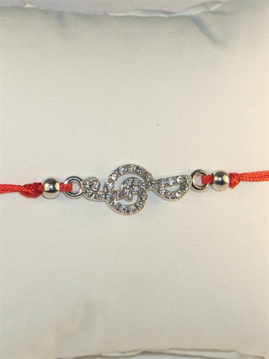 Красная нить "Скрипичный ключ" (серебро)   - фото 97476