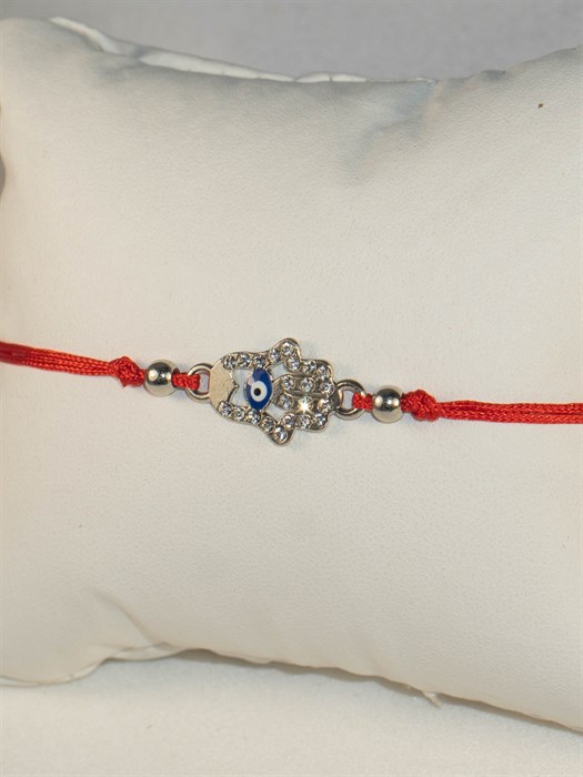 Красная нить "Рука Хамса" (серебро) (И3) - фото 97495