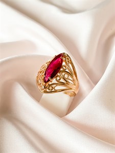 Кольцо из Дубайского золота  "Рубиновый дар"