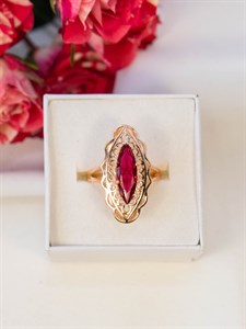 Кольцо из дубайского золота "Рубиновый закат"