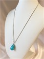 Комплект цепочки с кулоном "Капля бирюзы" 15239