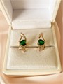 Серьги "Изумрудные сердца" (А4) 15806