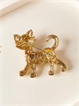 Брошь "Кристальный котик" золото 15870