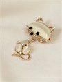 Брошь "Белый котик" 16908