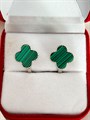Серьги "Изумрудный  клевер" серебро 17460