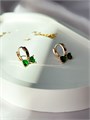 Серьги "Изумрудные бантики" (Б2) 17899