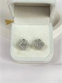 Серьги "Кристальный клевер" серебро (А9) 18620
