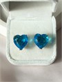 Серьги "Голубые сердца" серебро (В10) 19036