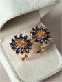 Серьги "Синие хризантемы" (Б8) 19265
