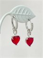 Серьги "Красные сердца» (серебро) 19961