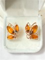 Серьги "Янтарные бабочки" 20044